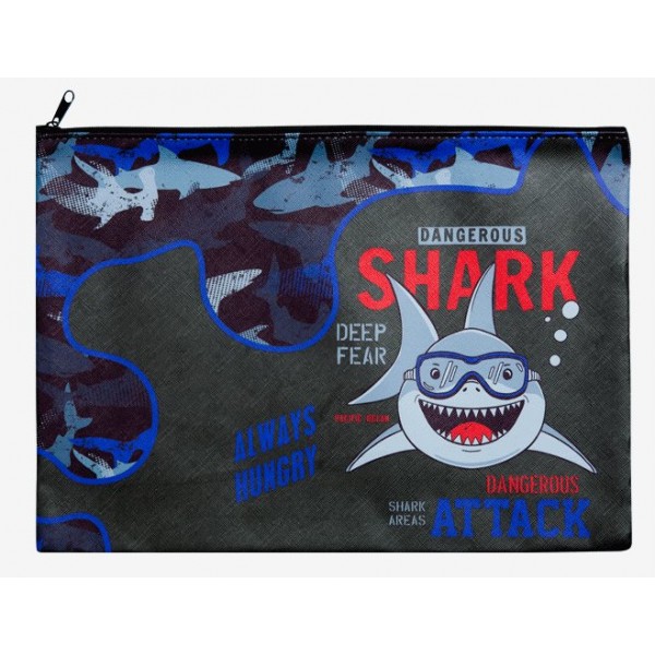 Папка для тетрадей А4 на молнии Shark кожзам 8053190 deVente