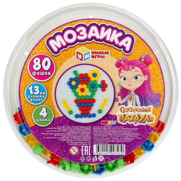 Умные игры Игрушка   Мозаика. Сказочный патруль/d18,5/80 дет/шестигранная 4680107907479 Россия