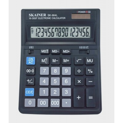 Калькулятор 16-разрядный 157х200х32мм черный, 2 питания, 2 памяти SK-664L Skainer SDC-664 10/40