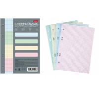 Блок сменный 200 листов А5 клетка, для тетрадей на кольцах, 4-цветный, тонированный 200СБ5В1_26292 Хатбер 1/18 071688