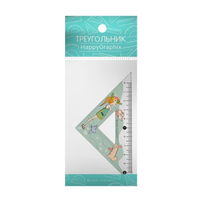 Треугольник пластиковый 45гр HappyGraphix Девочка и кролик 45-0019/02 Bruno Visconti