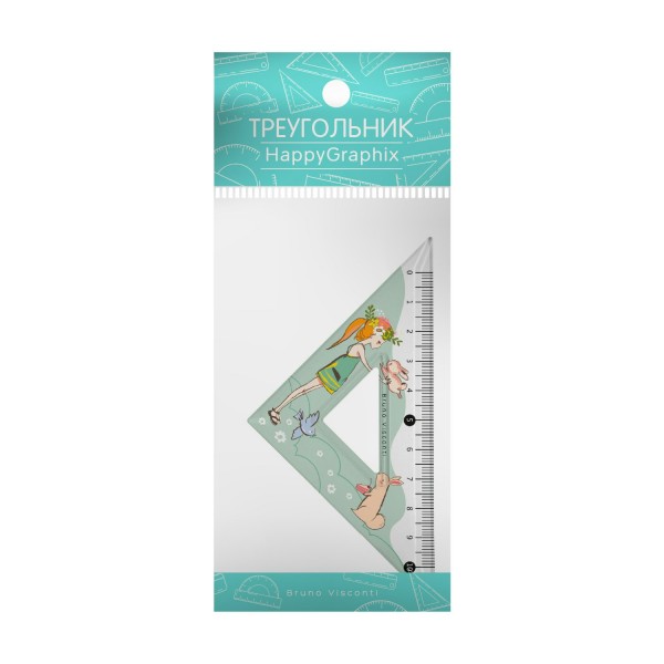 Треугольник пластиковый 45гр HappyGraphix Девочка и кролик 45-0019/02 Bruno Visconti