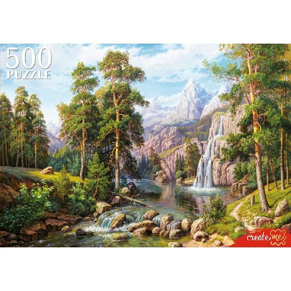 Рыжий кот Пазл 500  Пейзаж с водопадом/рис. В.Потапова РУКП500-1060;РУКП500-2919 ---