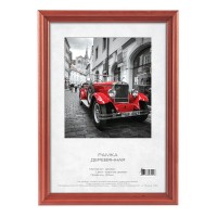 Фоторамка деревянная 40х60 сосна с20 красное дерево вставка прозрачный пластик Б0053127 Image art