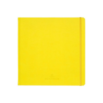 Скетчбук 48 листов А5 230х230 твердая обложка, кожзам, для маркеров и графики, FL, желтый, на резинке, 160г/м2 3162-1 Полином