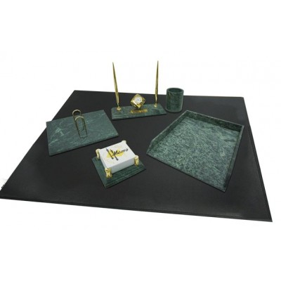 Набор настольный 6 предметов Подарочный Deluxe темно-зеленый, мрамор с золотой отделкой 9023900 deVente