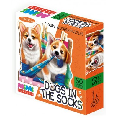 Нескучные игры Пазл 50 ФигурнПазлы MimiPuzzles. Dogs in the socks/дерев 8419 Россия