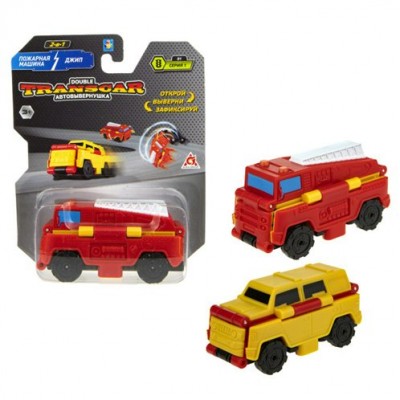 1 Toy Игрушка  TranscarDouble Автовывернушка. Пожарная машина-джип/8 см Т18277 Китай