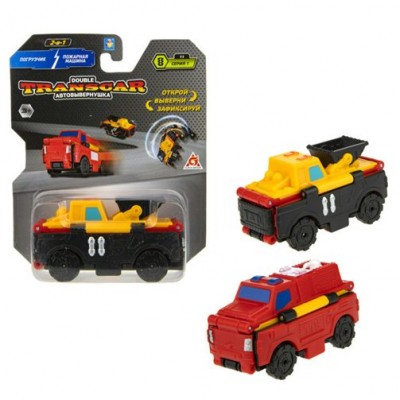 1 Toy Игрушка  TranscarDouble Автовывернушка. Погрузчик-пожарная машина/8 см Т18286 Китай