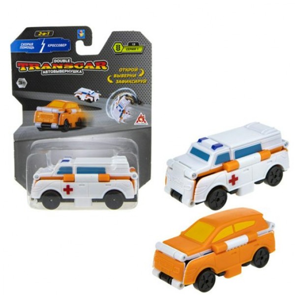 1 Toy Игрушка  TranscarDouble Автовывернушка. Скорая помощь-кроссовер/8 см Т18288 Китай