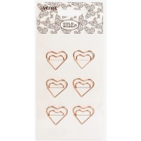 Скрепки канцелярские фигурные 6шт Gold Rose Heart розовое золото 3х2,8см 4135010 deVente