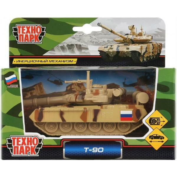 Технопарк Игрушка   Модель. Танк Т-90 12 см, пластик, вращающаяся башня, инерция SB-16-19-T90-M-WB.19 Китай