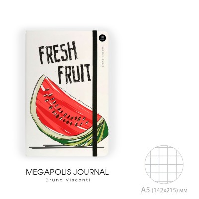 Блокнот 100 листов А5 кл. тв. обл. MEGAPOLIS JOURNAL Fresh&Fruity на рез. беж. бум. 3-477/12 Bruno Visconti