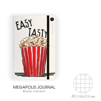 Блокнот 100 листов А5 кл. тв. обл. MEGAPOLIS JOURNAL Popcorn на рез. беж. бум. 3-477/13 Bruno Visconti