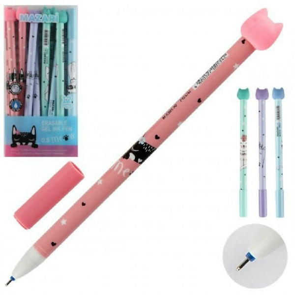 Ручка гелевая Пиши-стирай Miao синий 0,5мм игольчатый узел М-5301-70 Mazari 12/144