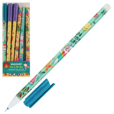 Ручка гелевая Пиши-стирай Fun In The Sun синяя 0,5мм игольчатый стержень М-5467-70 Mazari 12/144