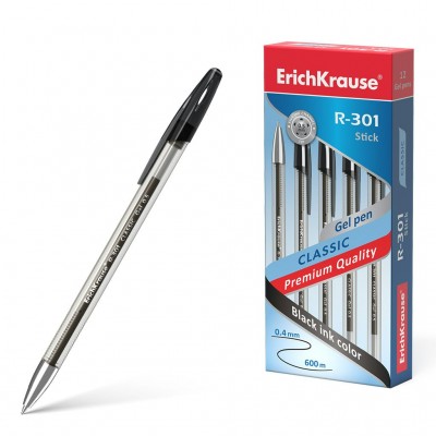 Ручка гелевая R-301 Classic Gel Stick черная 0,5мм 53347 ErichKrause 12/144/1728