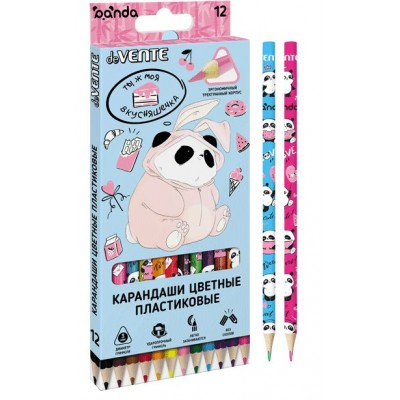 Карандаши цветные 12шт Panda 3мм 2М 3-гранные, пластиковые, картонная упаковка, софт-тач 5022124 deVente 12/120