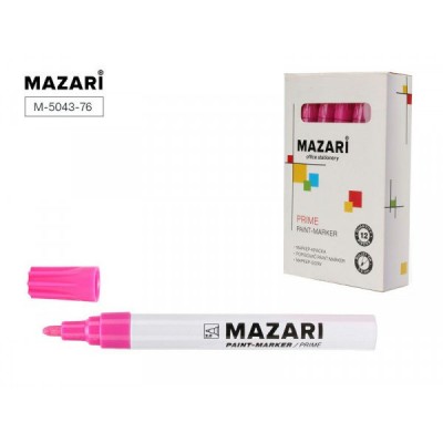 Маркер краска 2мм PRIME розовый, алюминиевый корпус, пулевидный, картонная упаковка М-5043-76 Mazari