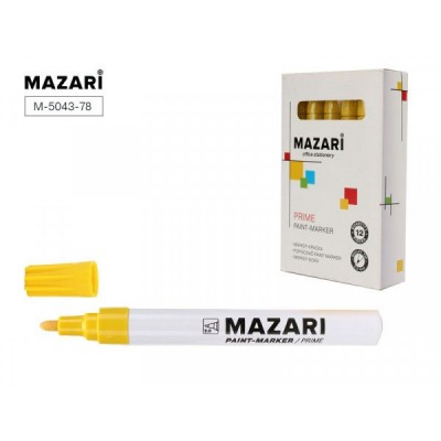 Маркер краска 2мм PRIME желтый, алюминиевый корпус, пулевидный, картонная упаковка М-5043-78 Mazari