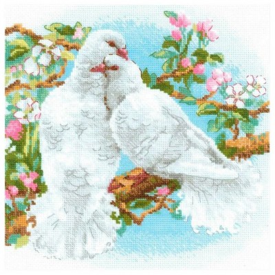 Вышивание крестиком 25х25см Белые голуби 1856 612438 Риолис