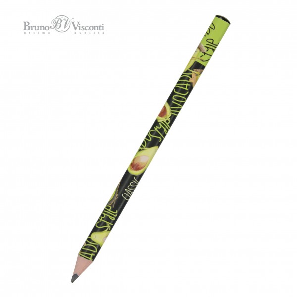 Карандаш чернографитный 4B 3,5мм HappyGraphix Jumbo Avocado style. Rock star 3-гранный, заточенный 21-0062/22 Bruno Visconti