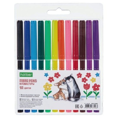 Фломастеры 12 цветов ECO Pets story блистер FP_066269 Хатбер  066269