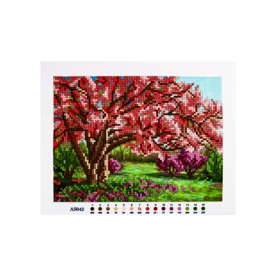 Вышивание бисером 19х25 Цветущее дерево част. заполн. канва с рис. AS042 Рыжий кот