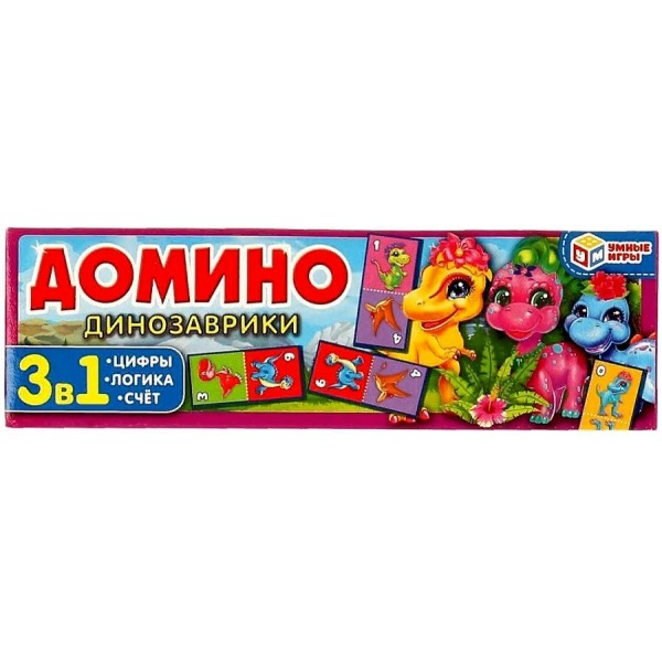 Умные игры Игра   Домино 3 в 1. Динозаврики 315881 Россия