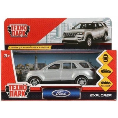 Технопарк Игрушка   Машина. Ford Explorer серебристый/12см, металл,открыв. двери, инерц EXPLORER-SL Китай