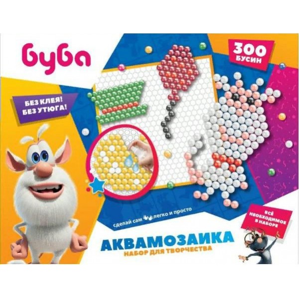 МультиАрт Игрушка  СделСамЛегПрост Набор. Аквамозаика . Буба./300 бусин AQUABEADS300-BUBA1 Китай