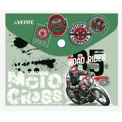 Папка конверт на кнопке А6 150мкм Moto cross непрозрачная с рисунком 3079181 deVente