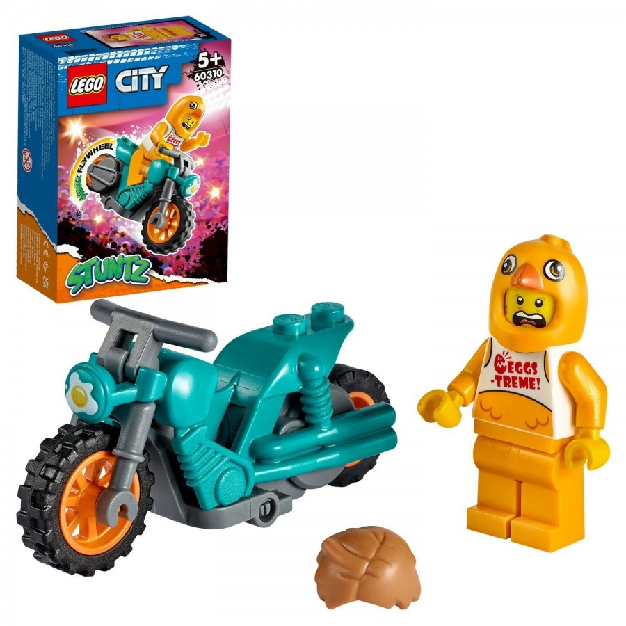 Lego Игрушка City Конструктор. Трюковый мотоцикл с цыпленком 60310 Дания