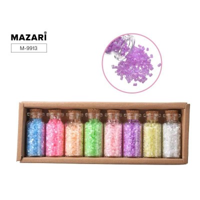 Бисер Набор №3 8 цветов 13гр стеклянная колба, картонная коробка М-9913 Mazari