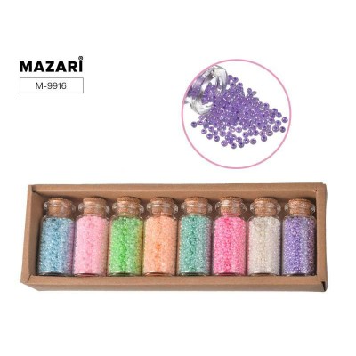 Бисер Набор №4 8 цветов 15,5гр стеклянная колба, картонная коробка М-9916 Mazari