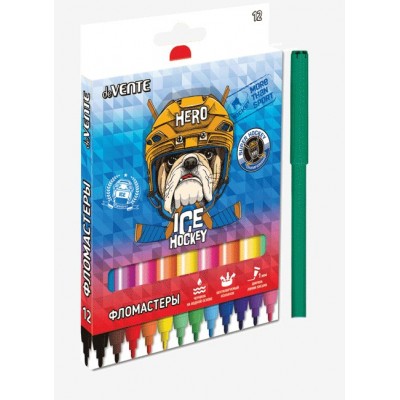 Фломастеры 12 цветов Ice Hockey вент. колп. карт. уп. 5081219 deVente