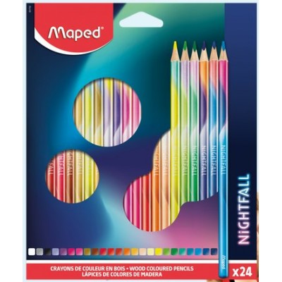 Карандаши цветные 24шт Nightfall деревянные, картонная упаковка 831702 Maped Карандаши цветные 24шт Nightfall деревянные, картонная упаковка 831702 Maped