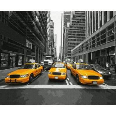 Картина по номерам холст на подрамнике 40х50 Желтое такси Нью-Йорка 18цв. KH0968 Молли