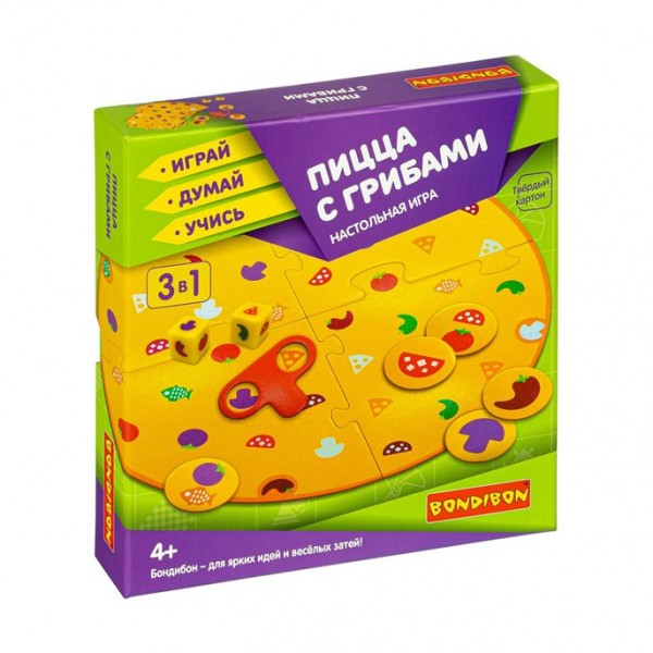 BONDIBON Игра  ИграйДумайУчись Пицца с грибами 3 в 1 ВВ4330 Китай
