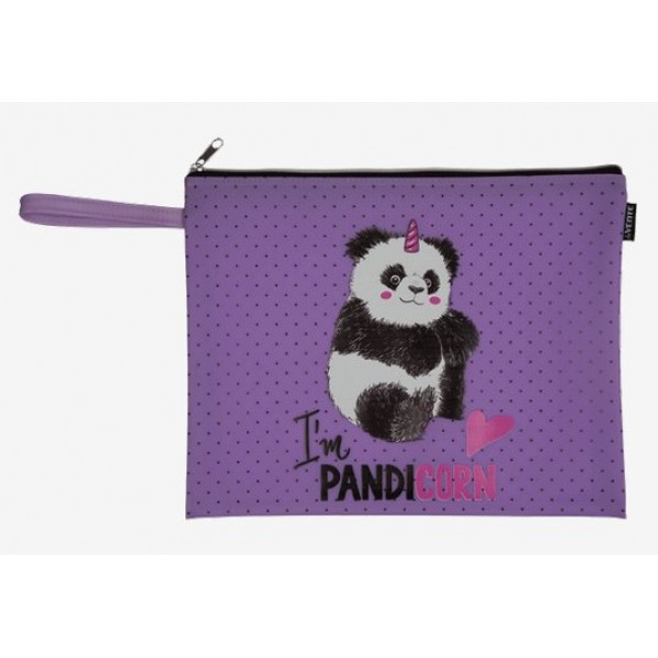 Папка для тетрадей А4 на молнии Pandicorn с ручкой силикон 8056204 deVente