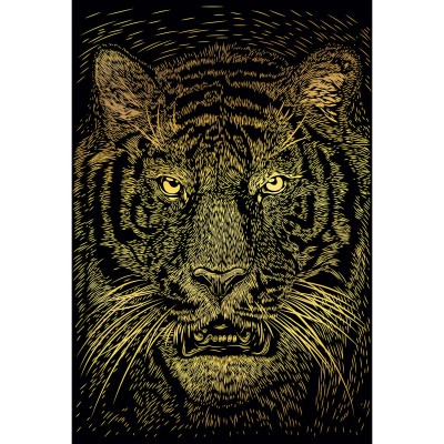 Гравюра-картина золото А5 Грозный тигр Г-5988 Рыжий кот