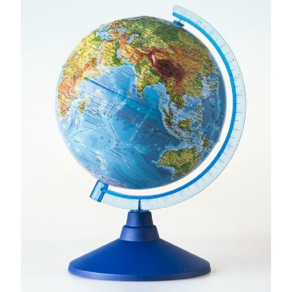 Глобус Двойная карта 250мм физико-политический Классик Евро рельефный с подсветкой от батареек Ве022500261 Глобен