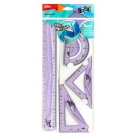 Набор геометрический 4 предмета линейка 30см + 2 треугольника + транспортир корпус ассорти 1584285 Deli 24/288 EH23