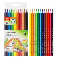 Карандаши цветные 12шт Enovation 6-гранные, пластиковые 1504241 Deli 12/144 EC110-12