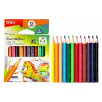 Карандаши цветные 12шт Enovation 3-гранные, короткие, пластиковые 1504245 Deli 24/144 EC114-12