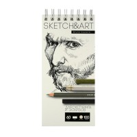 Скетчбук 100 листов А5 105х220 твердая обложка, гребень Sketch&Art пухлая бумага 60г/м2, софт-тач, жесткая подложка 1-100-558/03 Bruno Visconti Скетчбук 100 листов А5 105х220 твердая обложка, гребень Sketch&Art пухлая бумага 60г/м2, софт-тач, жесткая подложка 1-100-558/03 Bruno Visconti