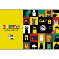 Альбом 20 листов для рисования А4 Смешные коты 100г/м2 С0218-68 КТС  81607