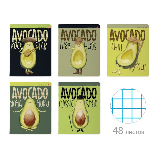 Тетрадь 48 листов А5 кл. Avocado style асс. 65г/м2 7-48-1207 Альт 5/60