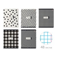 Тетрадь 48 листов А5 клетка Black&White ассорти 60г/м2 7-48-1210 Bruno Visconti 5/60