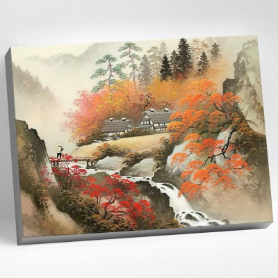 Картина по номерам холст на подрамнике 40х50 Японский пейзаж 23 цвета HR0125 Молли